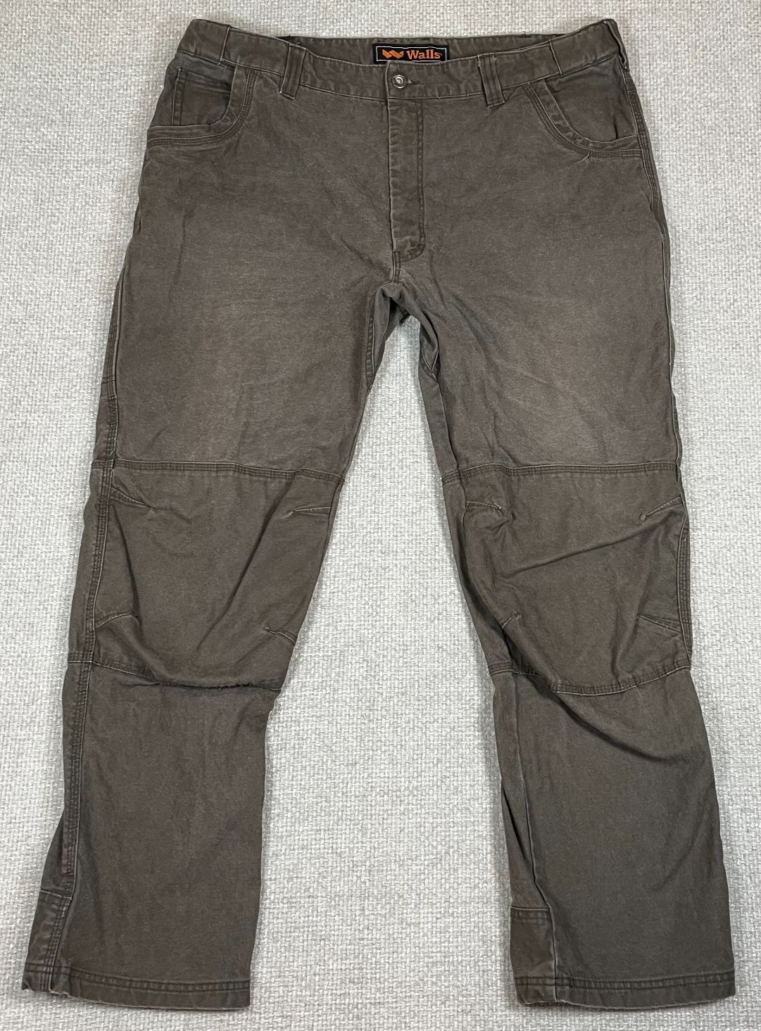 Walls Ditch Digger Work Pants Men's 42x32 Brown Double Knee Stretch Duck Canvas